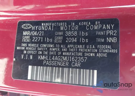 2021 Hyundai Elantra Se z USA, uszkodzony, nr VIN KMHLL4AG2MU162357